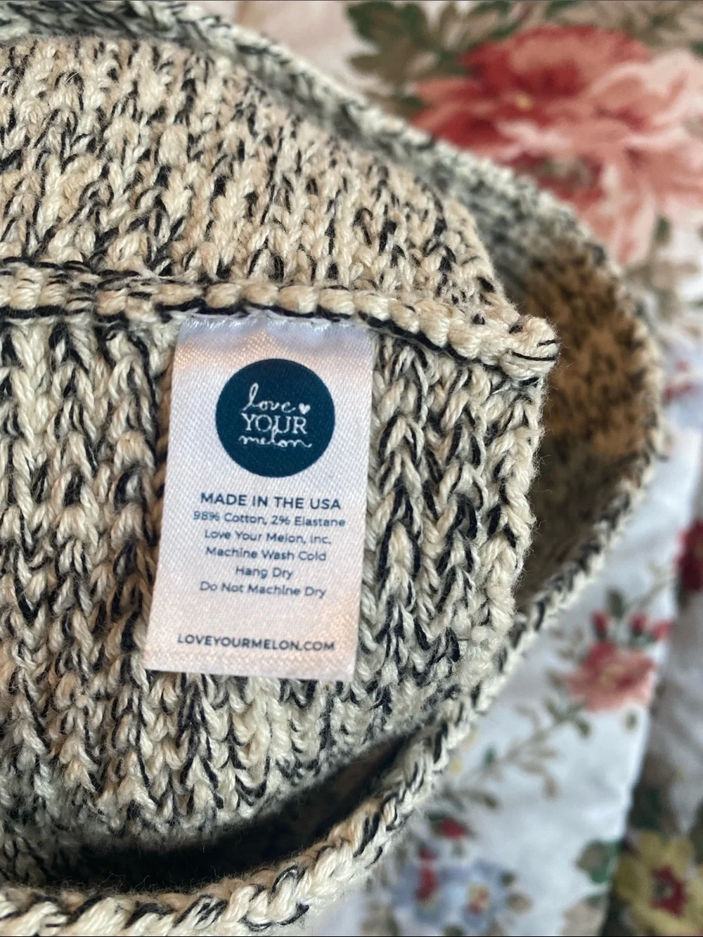 Love Your Melon Headband for Women, Ear Warmer, Black and Cream Knit